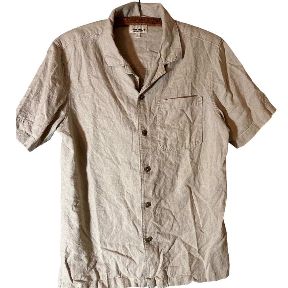 Jeremiah Mens S Linen Blend Short Sleeve Button Down Shirt‎ Outdoor Summer Work